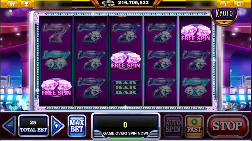 Three pink Free Spin diamonds on reels 1, 3 and 5