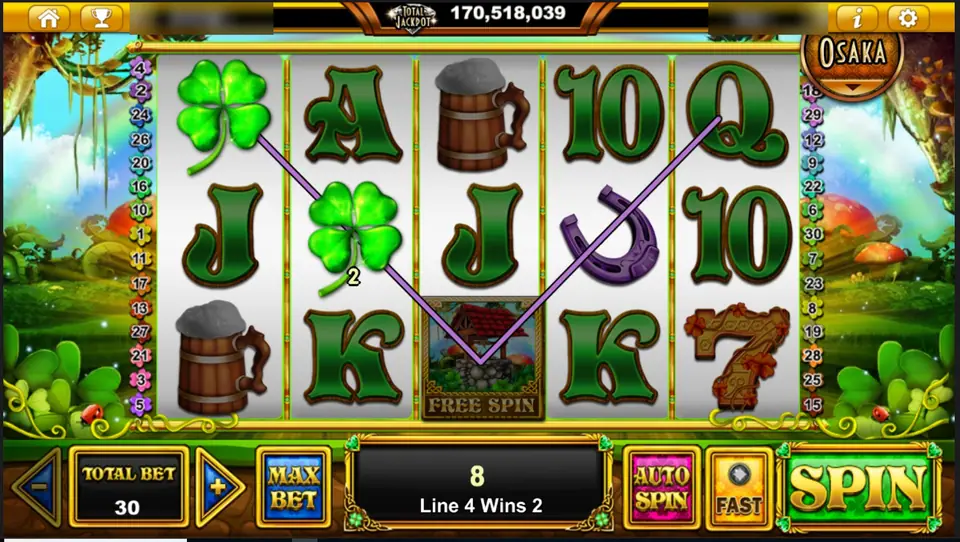 Two clovers starting line 4 for a win of 2, total win 8