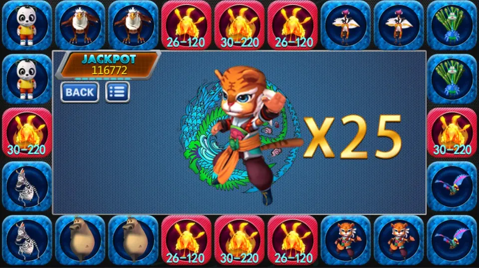 HPheonix result card showing a tiger in armour and x25