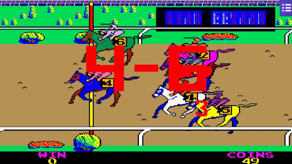 King Derby finish on Mega888 with 4-6 shown in red over the finish line