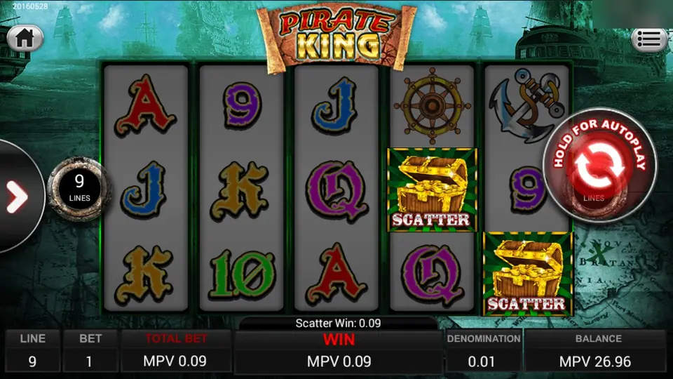 Two treasure chest scatters on reels 4 and 5 paying MPV 0.09, equal to the total bet